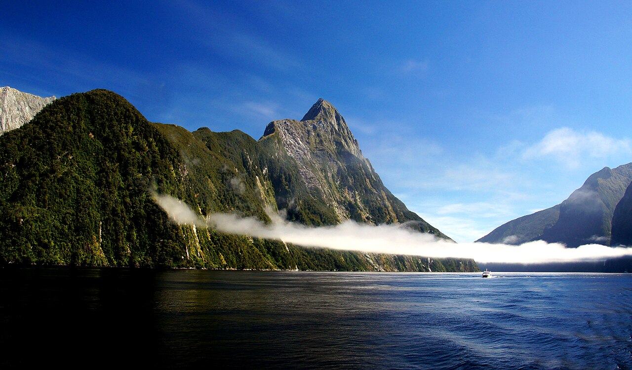Mitre Peak across Milford Sound, Fiordland